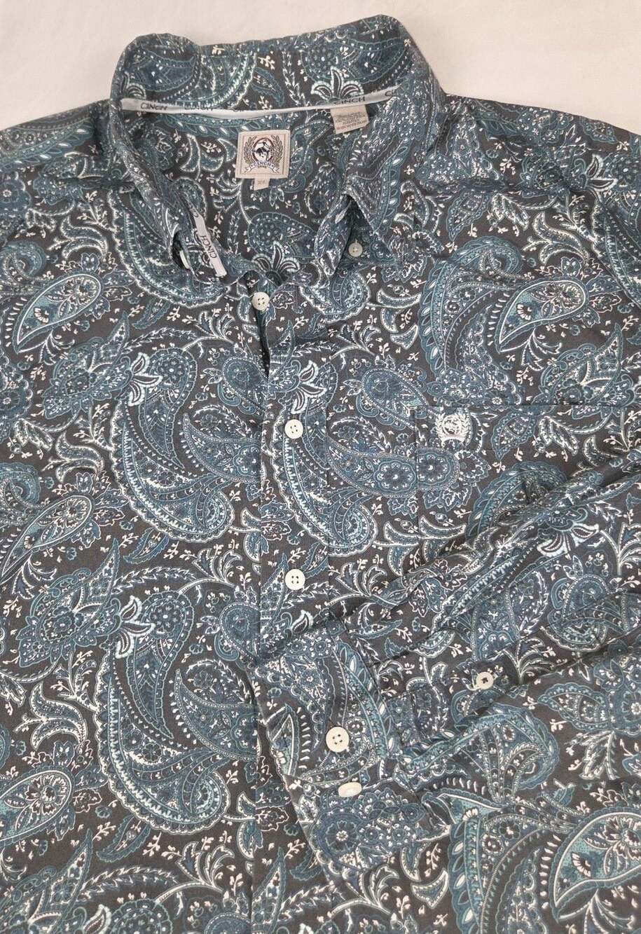 Cinch Long Sleeve Paisley Western Button Down Shirt Size XL